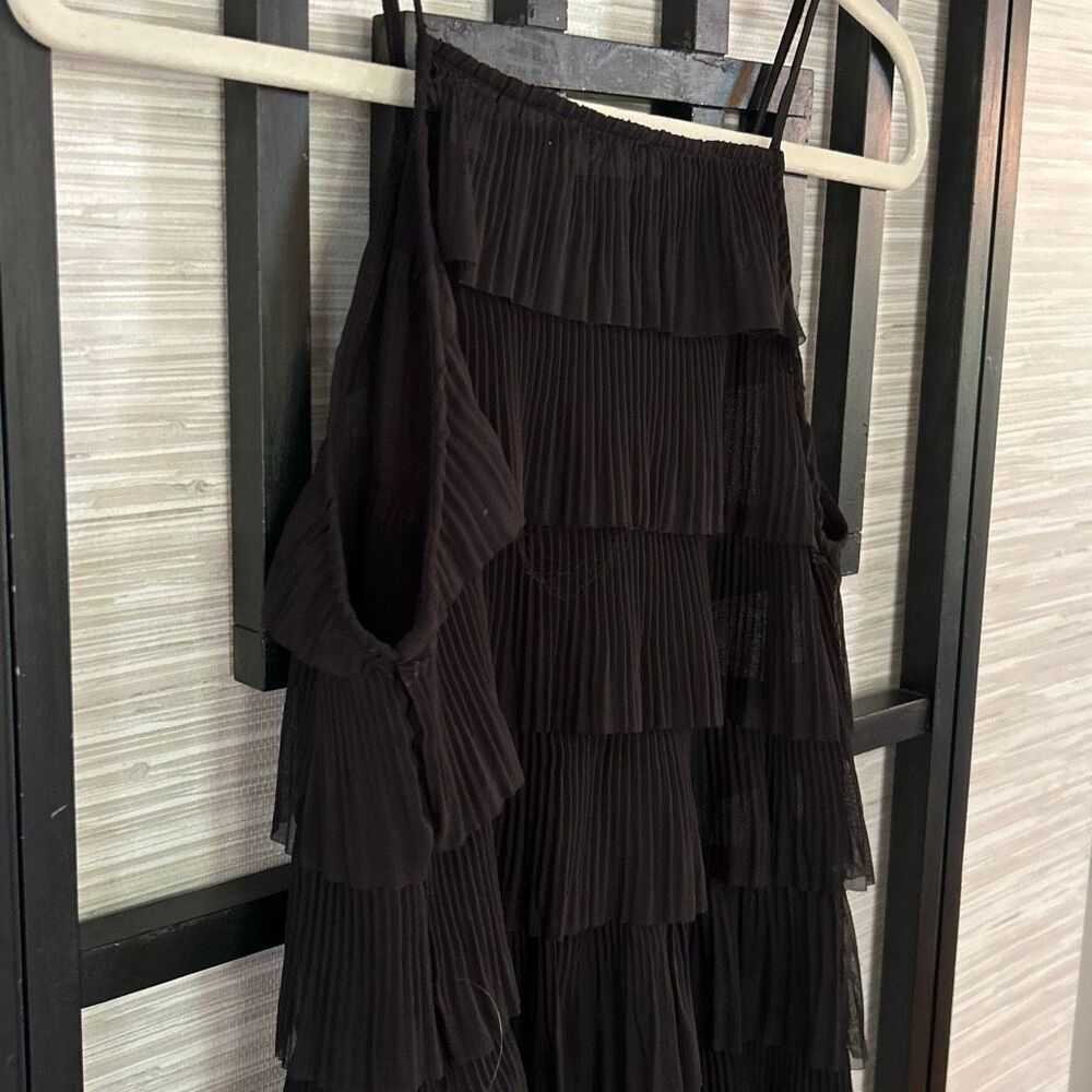 Zara black semi sheer ruffled layered top blouse size M - Picture 5 of 5